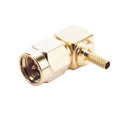 Conector SMA Macho en Ángulo Recto Para RG-174/U, Grupo B, Oro/ Oro/ Teflón.