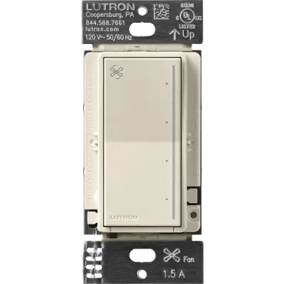 Control de ventilador de techo táctil de 4 velocidades para un ventilador tipo paleta AC, con barra luminosa, sistema RadioRA 3 (RRSTANFPM)