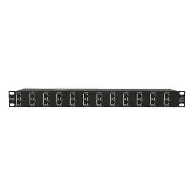 Protector Rack 12 Puertos / RJ45 / 10 GbE / PoE y PoE+ / CAT5e CAT6 CAT6A / 1U / 20 kA / 75V