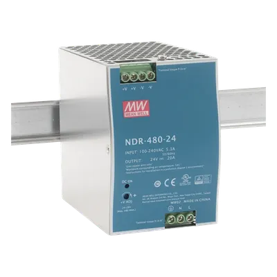 Fuente de poder industrial MEANWELL NDR48024 de 24 Vcc y 20 A