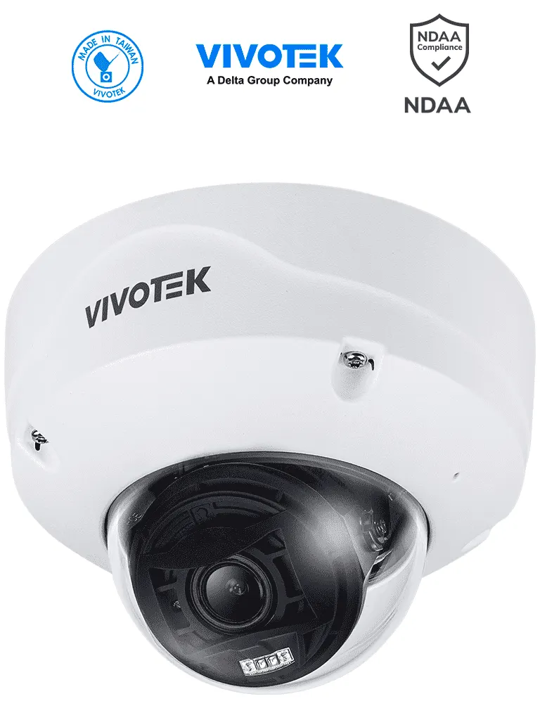 VIVOTEK FD9387-EHTV-V3 - Cámara IP domo exterior 5 MP, Lente varifocal 2.7-13.5mm, IR 50mts, Real Sight Engine IA, IA Deep Search, IA Smart VCA, Microfono Integrado, Protección IP67, IK10, NEMA 4X, Ciberseguridad Trend Micro, DI/DO, ONVIF, NDAA