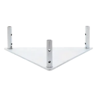 Base Triangular para Torre / Placa Acero 1/4' / Niple 3/4' Galvanizado / Peso 6 kg / Compatible STZ45
