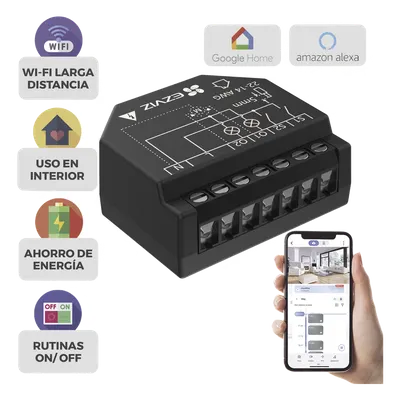 Relevador Wi-Fi Inteligente / 2 Salidas para Apagadores / Control de Iluminación / Registro de Consumo / 100-240 VCA