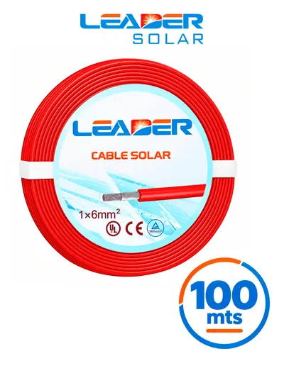 Cable fotovoltaico LEADER SOLAR 10 AWG rojo de 100 metros