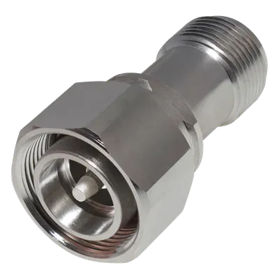 Adaptador RF en Línea / 4.3-10 Macho a N Hembra / 50 Ohm / 5,500 MHz / PIM -160 dBc / VSWR 1.10:1