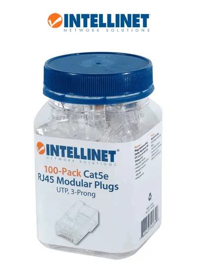 Plug RJ45 INTELLINET 502399 Cat5e para cable UTP sólido, 100 piezas