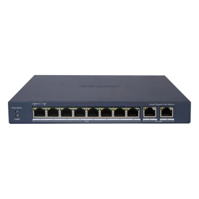 Switch PoE+ administrable Hikvision DS-3E1510P-EI con 8 puertos Gigabit