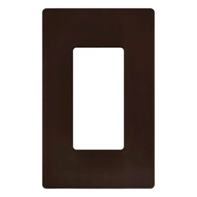Placa de pared Claro / 1 espacio (1-gang) / sin tornillos visibles / apertura decorador / termoplástico brillante café / 11.9 x 7.5 cm