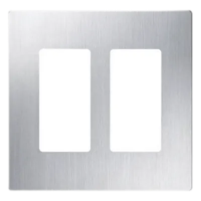 Placa de pared Lutron Claro CW2SS de 2 espacios en acero inoxidable