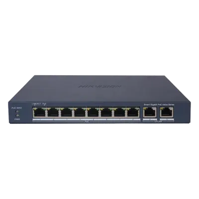 Switch PoE+ Hikvision DS-3E1510P-EI/M de 8 puertos Gigabit