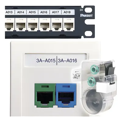 Casete de 75 Etiquetas Sin Adhesivo, para Patch Panel o Face Plate, Para Identificación de 4 Puertos, Color Blanco