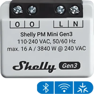 Medidor de consumo Shelly PM Mini Gen3 Wi-Fi de 16 A