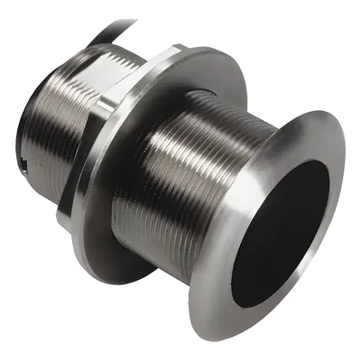 Transductor de acero inoxidable / Banda ancha 50/200 kHz / 600 W / Perfil bajo / Sensor de temperatura / 3000 pies (914 m)