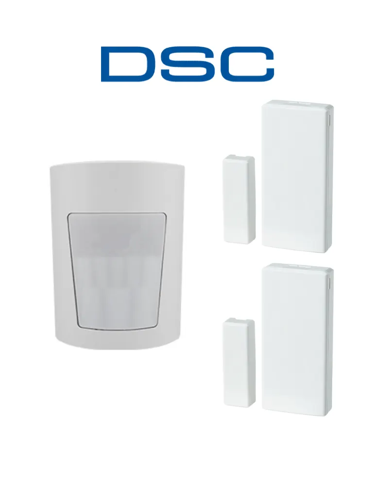 Paquete de alarma inalámbrico DSC PACKACC con 2 contactos y 1 sensor