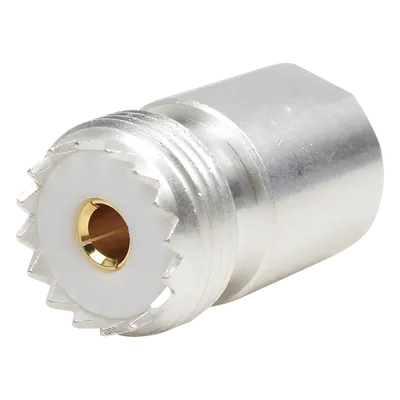 Adaptador Coaxial / UNIDAPT Hembra a UHF Hembra SO-239 / Bronce Plata-Oro / Dieléctrico Teflón