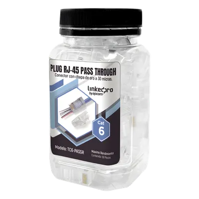 Plug RJ45 Cat6 LINKEDPRO TC6-PASSR pass through, bote con 50 piezas