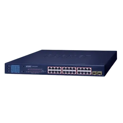 Switch PoE PLANET GSW-2620VHP de 24 puertos Gigabit y LCD