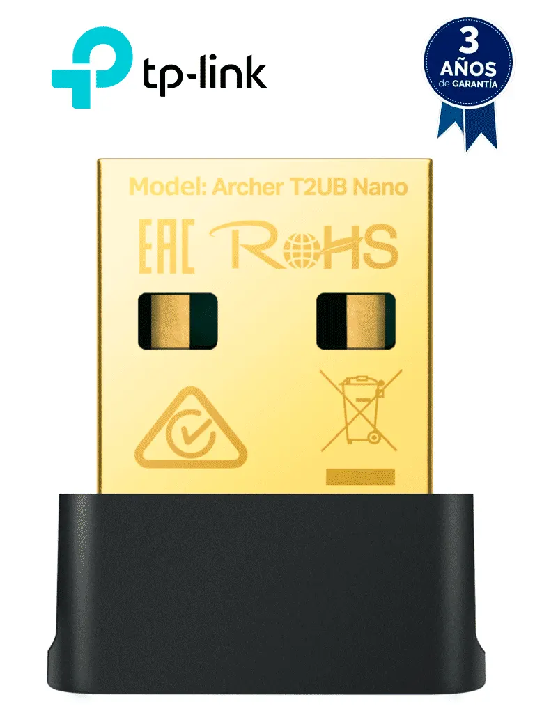 TP-LINK ARCHER T2UB NANO - Adaptador USB AC600 Nano Wi-Fi Bluetooth 4.2 , WiFi de alta velocidad: velocidades de hasta 600 Mbps con 200 Mbps en 2,4 GHz y 433 Mbps en 5 GHz ,  Estándares de cifrado WEP, WPA/WPA2/WPA3, WPA-PSK/WPA2-PSK, WPA3-SAE.