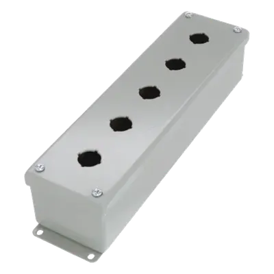Gabinete Pushbutton / 5 Botones 22.5 mm / NEMA 12 IP65 / Acero Gris / 317x83x70 mm (12.5x3.3x2.8 ft)