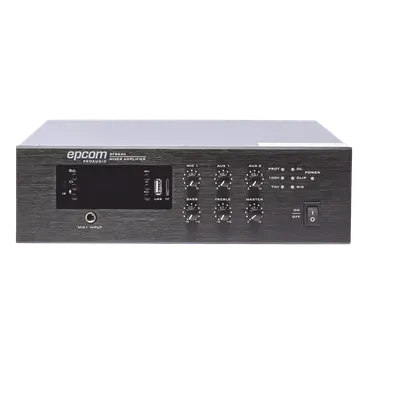 Mini Amplificador Mezclador / 240W RMS / Sistema 70/100V / Bluetooth / MP3 / Tuner FM / Prioridad Micrófono / 0.98 x 0.29 x 0.82 ft