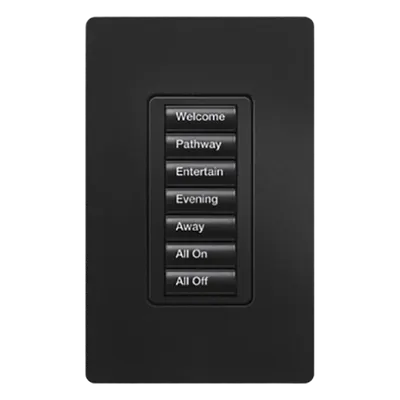 Teclado de Pared / 7 Botones Programables / Retroiluminado / RF 9 m (29.5 ft) / Control de Escenas RadioRA 2 / Memoria ante Fallas