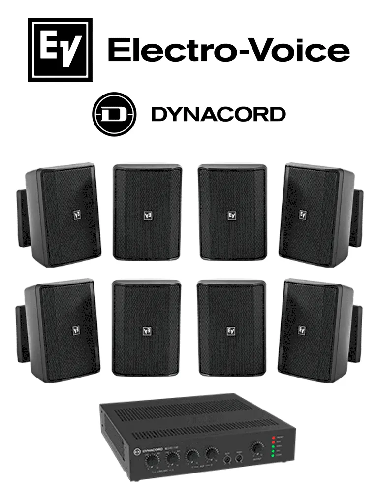 ElectroVoice M_KITU2404EVIDS - Kit de Audio / Amplificador Mixer240W / 8 Altavoces EVID-S 15W Negras