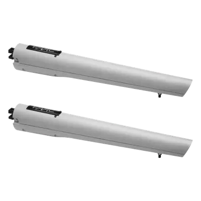 Kit Operadores para Puerta Abatible / Hoja 2.7 m (8.9 ft) / Carga 300 Kg / 20 Ciclos/Hora / 24 VCC / 145 daN / Respaldo de Baterías