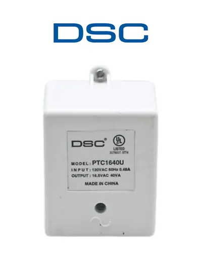 Transformador DSC PTC1640U de 16.5 VCA y 40 VA para alarmas