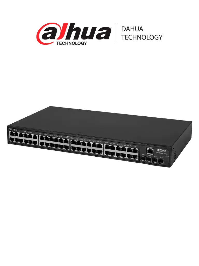 DAHUA AS4300-48GT4GF - Switch Gigabit de 48 Puertos Administrable/ Capa 2/ 10/100/1000 Base-T/ 4 x SFP 1Gbps/ Carcasa Metalica/ Switching 104G/ Tasa de Reenvio de Paquetes 77.4 Mbps/
