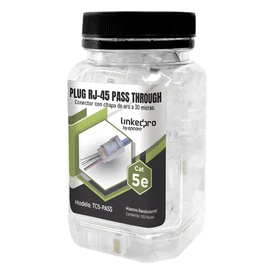 Plug RJ45 pass through LINKEDPRO TC5-PASS Cat5e, bote con 100 piezas