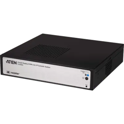 Estación de Consola KVM over IP | 4K Quad Display | Hasta 4 x 4096 x 2160 @ 60Hz | 2 x HDMI + 2 x DisplayPort | 2 x RJ-45 2.5G | Latencia < 50 ms | Gabinete Metal