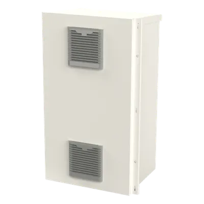 Gabinete Acero Galv. para 2 Baterías PL110D12  (400 x 730 x 300mm). Puerta Ventilada. Acc. para piso o poste No incluidos.