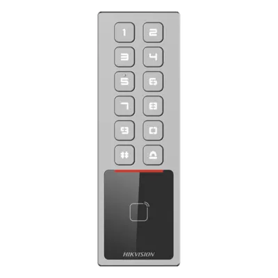 Teclado de control de acceso Hikvision DS-K1T805MX con PIN y MIFARE
