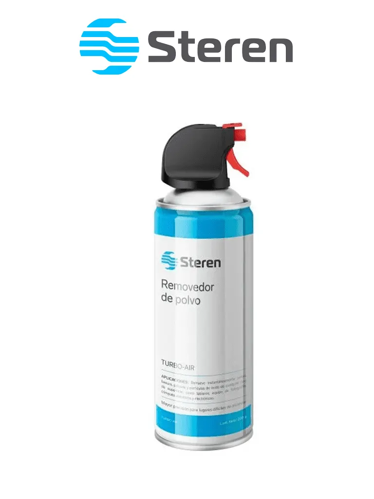 STEREN TURBOAIR - Bote de aire comprimido de 200g, ideal para mantenimiento y eliminación de polvo en DVRs, NVRs, fuentes con distribuidor, y más. No es agresivo al medio ambiente e incluye un popote aplicador.