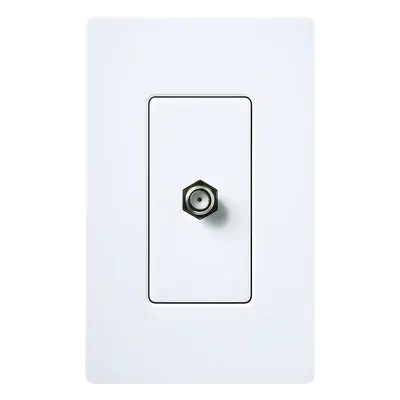 Toma coaxial Lutron CACJWH tipo F para televisión, blanca