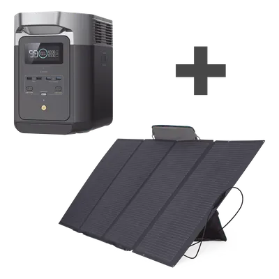 Kit Estación de Energía Portátil / 2048Wh LFP / 2400W Salida / Wi-Fi Bluetooth / 400W Panel Solar Flexible / 6.3x0.8x1.0 ft