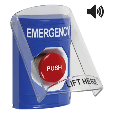 Botón Multipropósito de Emergencia / Superficie / Tapa Policarbonato / Bocina Pre-Alarma / 2 Relés Forma C / LED Indicador / UL/cUL S7255 / ADA