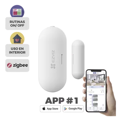Sensor de Contacto Magnético Inalámbrico / Zigbee / Separación de Alarma 25 mm ± 5 mm / Autonomía 3 Años / Uso Interior / 53.5 x 22.5 x 13.5 mm
