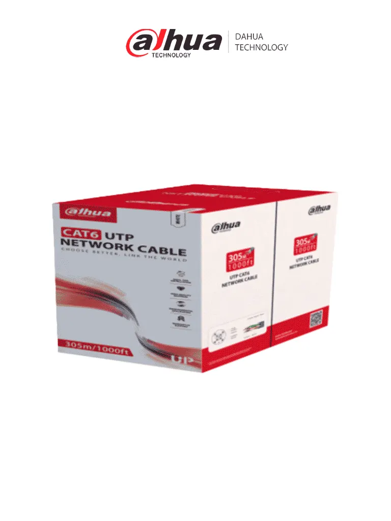 Cable UTP Cat 6 Dahua PFM920I-6UN-C blanco de 305 metros