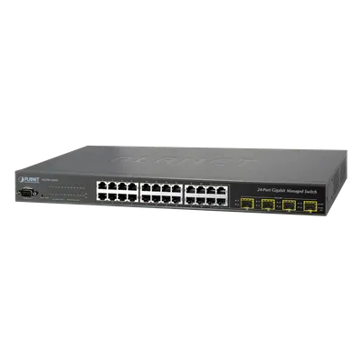 Switch Administrable L2+ / 24 Puertos Gigabit / 4 Puertos Combo SFP / Enrutamiento Estático L3 / Doble Fuente de Alimentación