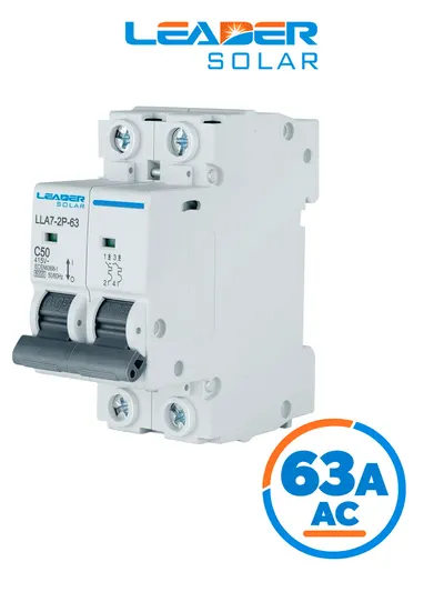 Interruptor termomagnético LEADER SOLAR LLA7-2P-63-C63A de 2 polos