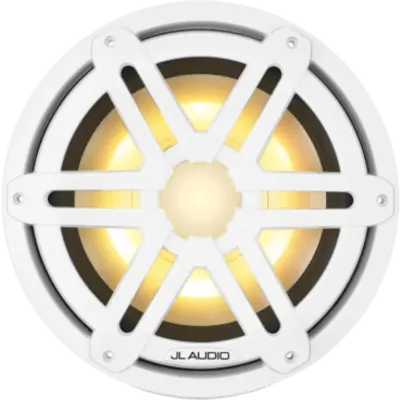 Subwoofer Náutico / 10" / LED RGB / Rejilla Deportiva Blanca / 175 W RMS / 4 Ω / Deflector Infinito / Cono de Polipropileno Relleno de Mica / Montaje Empotrado