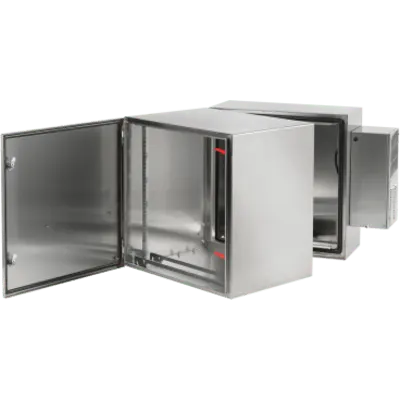 Gabinete Industrial ProTek de 19 UR de 922 x 600 x 789 mm Doble Bisagra Puerta Sólida Con Aire Acondicionado / Protección NEMA Tipo 4/4X/12; IP66; IK10, Acero Inoxidable 304