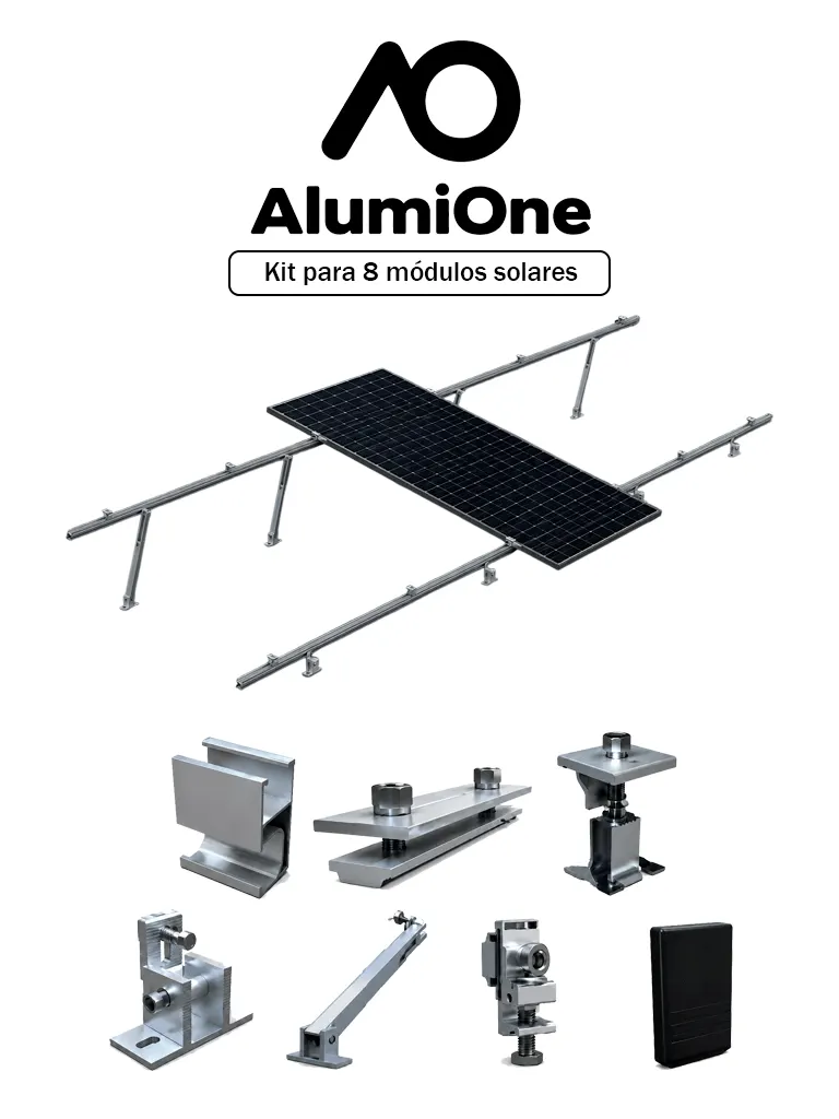 Kit de montaje solar AlumiOne Arreglo 1V8 para ocho paneles