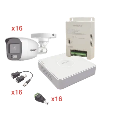 Kit de videovigilancia EPCOM KE1080PL/16BCA con 16 cámaras ColorVu