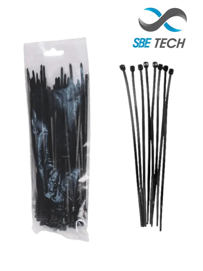 Cincho sujetacable SBE TECH SBE-3.6X200BK, negro de 3.6 x 200 mm