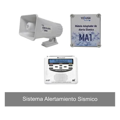 Kit de Alertamiento Sísmico / Radio Meteorológico 7 Canales / Audio 30W / 120 dB / 13.5VDC 2A / 20x13.5x23 cm