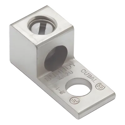 Terminal Universal / 1 Orificio / Calibre 14-2 AWG / Perno 1/4" / Aluminio Estañado / 0.56 in Altura