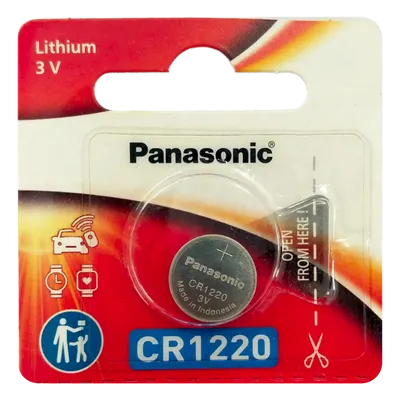 Batería tipo moneda Panasonic CR1220PM de litio, 3 V y 35 mAh