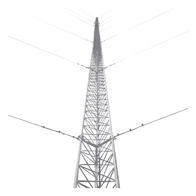 Torre Arriostrada de Piso / 21 m (68.9 ft) / 7 Tramos / Carga Axial 200 kg / Resistencia Viento 200 km/h / Galvanizado en Caliente